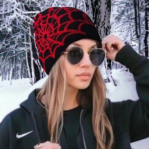 Black Warm Autumn Knitted Hat Women Men's Halloween Jacquard Hip Hop Beanie